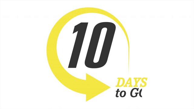 10 days to go. Stylized countdown icon. An animated banner for the start of a sale, presentation, or promotional event