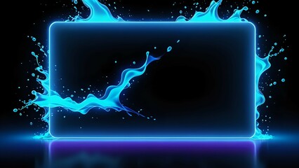 tent in the mountains, abstract background with glowing lines, glowing neon frame, abstract blue wave, abstract red background