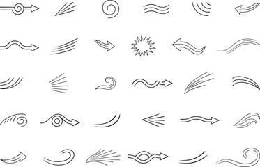 Fototapeta premium Variety style line movement element vector illustration, line movement element line art vector, line movement element silhouette vector graphics design collection