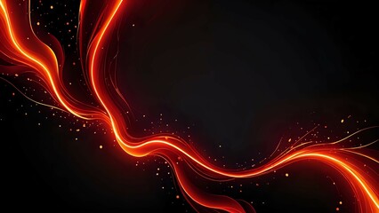 tent in the mountains, abstract background with glowing lines, glowing neon frame, abstract blue wave, abstract red background