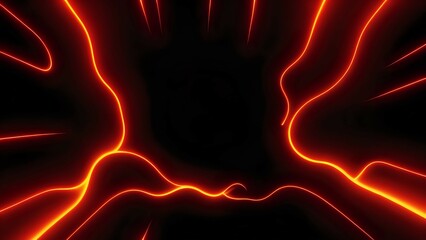 tent in the mountains, abstract background with glowing lines, glowing neon frame, abstract blue wave, abstract red background