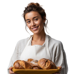 Baking fresh bread home kitchen food photography natural light close-up transparent background