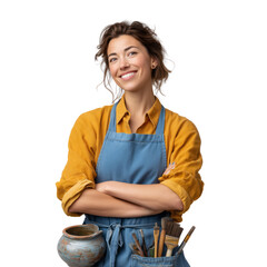 Artisan potter creating unique ceramics studio photography bright environment close-up view transparent background