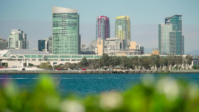 San Diego California skyline convention center PetCo Park bright sun