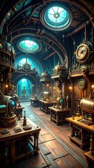 Obraz premium Mysterious Chamber of Ancient Machines and Strange Devices