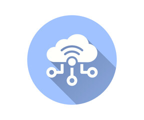 Cloud connection flat icon with long shadow for graphic and web design.