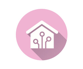 Smart home flat icon. Simple illustration with long shadow for graphic and web design.