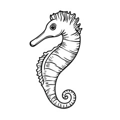 Fototapeta premium Seahorse illustration in a single line drawing style for travel theme 