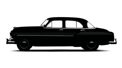 Obraz premium Vintage car side view silhouette vector isolated on white background - 