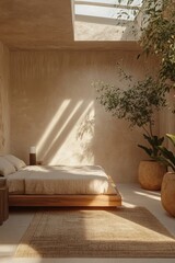 Beige bedroom with natural light