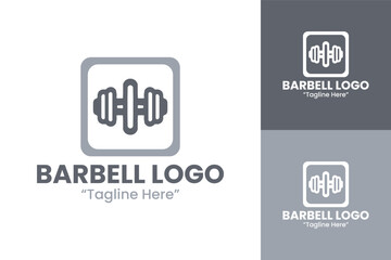 Professional and Modern Barbell Logos with Strong Minimalist Design for Fitness Branding