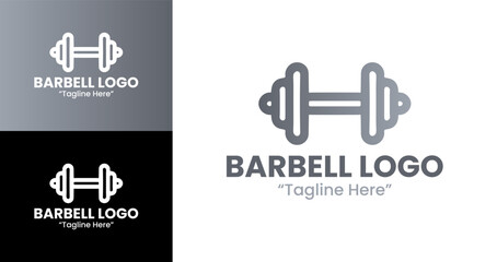 Minimalist Barbell Logos for Gym and Fitness Branding with Clean Modern Design