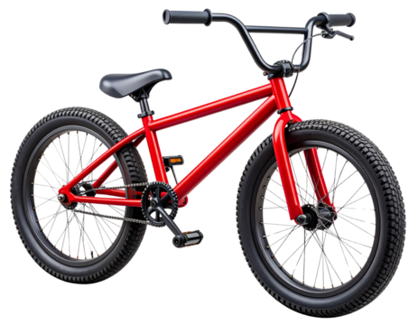 Freestyle Red BMX Bike for Tricks and Stunts, Transparent Background