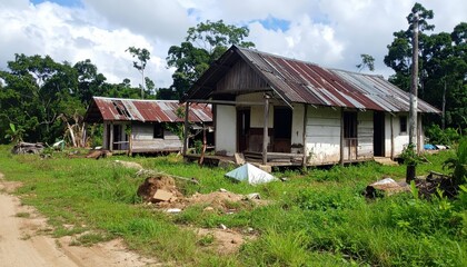 Devastation of Indigenous Village in Amazon Rainforest from Deforestation