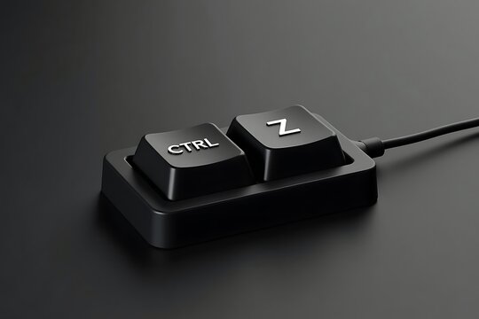 Ctrl z keys from a computer keyboard for undo command on a dark background