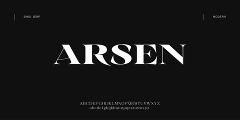 Arsen minimal modern alphabet fonts. Typography minimalist urban digital fashion future creative logo font. vector illustration
