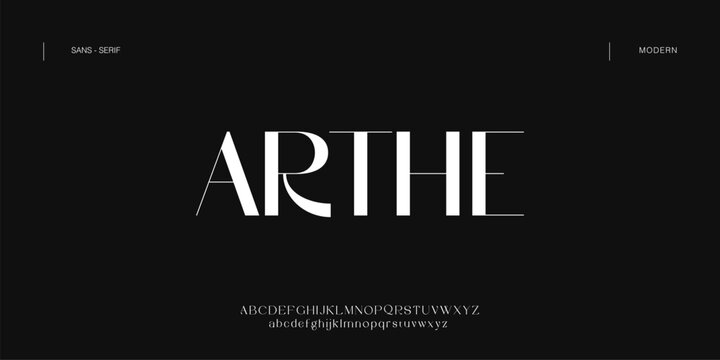 Arthe classy elegant font, vintage type or luxury premium typeface, vector English royal alphabet. Classic typography in modern or old art deco style, serif letters for modern or retro poster font