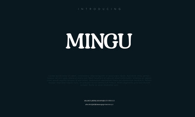 Mingu  is Modern Bold Font. Sans Serif Font. Regular Italic Uppercase Lowercase Typography urban style alphabet fonts for fashion, sport, technology, digital, movie, logo design, vector illustration