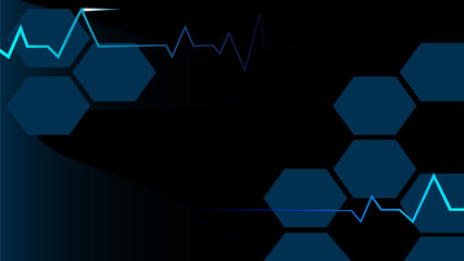 abstract blue and black background with hexagons shape 