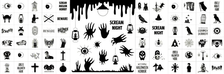 SILHOUETTE HALLOWEEN, halloween silhouette bundle, halloween bundle, halloween, pumpkin, vector, cat, icon, set, ghost, bat, holiday, illustration, witch, cartoon, autumn, design, spider, silhouette, 