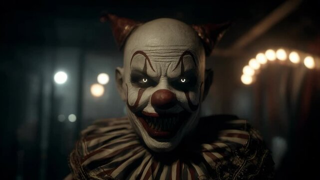 Terrifying clown portrait dramatic close up scary clown makeup