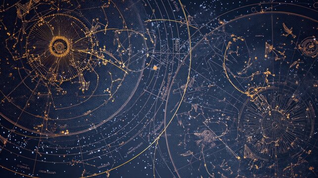 Fototapeta Star chart with celestial navigation lines