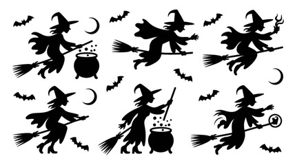 SILHOUETTE HALLOWEEN, halloween silhouette bundle, halloween bundle, halloween, pumpkin, vector, cat, icon, set, ghost, bat, holiday, illustration, witch, cartoon, autumn, design, spider, silhouette, 