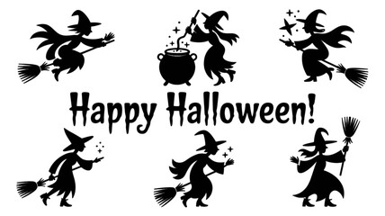 SILHOUETTE HALLOWEEN, halloween silhouette bundle, halloween bundle, halloween, pumpkin, vector, cat, icon, set, ghost, bat, holiday, illustration, witch, cartoon, autumn, design, spider, silhouette, 