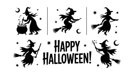 SILHOUETTE HALLOWEEN, halloween silhouette bundle, halloween bundle, halloween, pumpkin, vector, cat, icon, set, ghost, bat, holiday, illustration, witch, cartoon, autumn, design, spider, silhouette, 