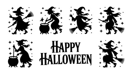 SILHOUETTE HALLOWEEN, halloween silhouette bundle, halloween bundle, halloween, pumpkin, vector, cat, icon, set, ghost, bat, holiday, illustration, witch, cartoon, autumn, design, spider, silhouette, 