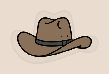 Wild West Cowboy Hat Vector Illustration, Vintage Western Felt Hat Graphic