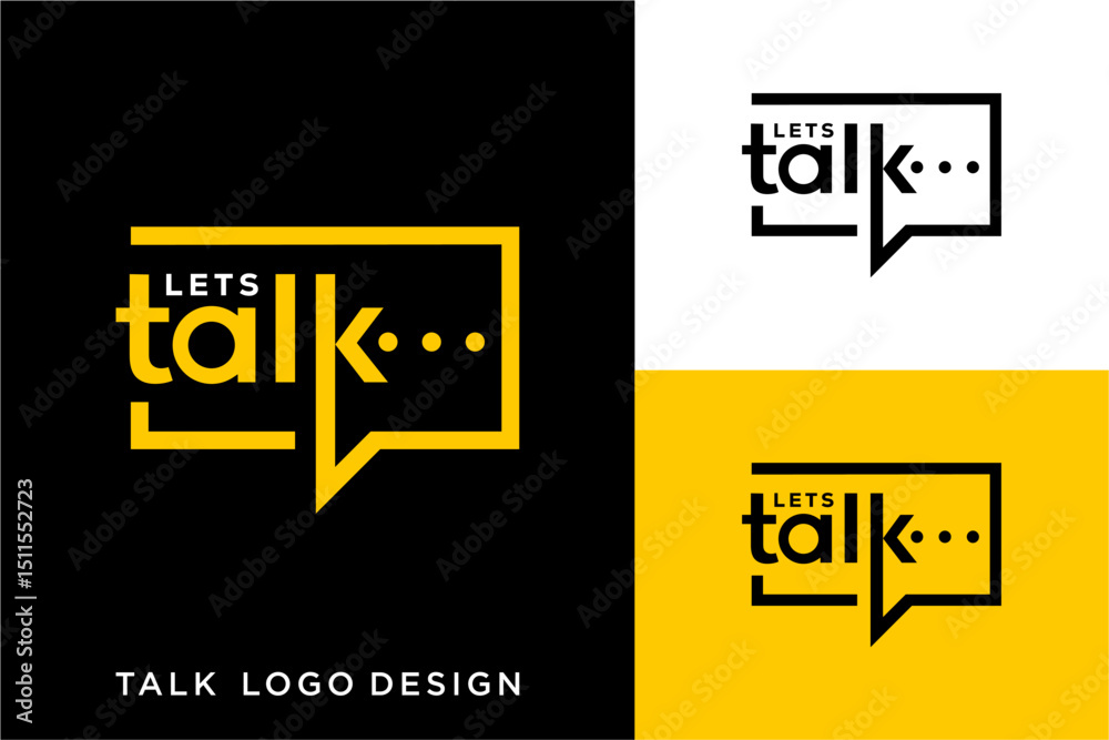 Fototapete word talk forms a conversation column, modern minimalist geometric circular font with rounded edges