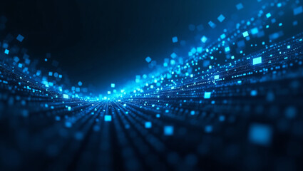 Obraz premium Digital Data Pixel Background – Blue Technology Pattern