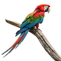 Fototapeta premium A vibrant full-body macaw parrot perched gracefully with colorful feathers and a lively posture.