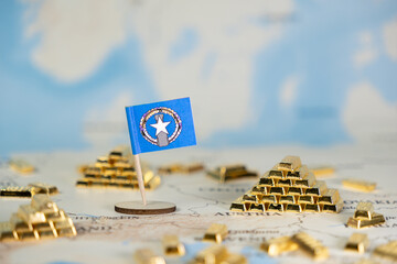 Northern Mariana Islands national flag prominently placed on a global map surrounded by shining...