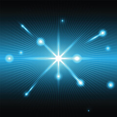 Luminous Blue Energy Burst Abstract Light Rays on Dark Background