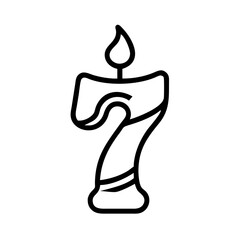 Obraz premium Number seven birthday candle icon, for invitations