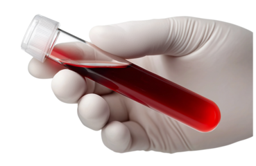 Medic carefully handles blood sample