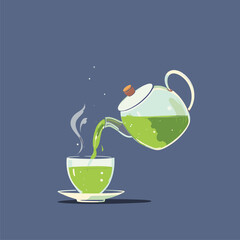 Pouring Green Tea:  A Refreshing Illustration