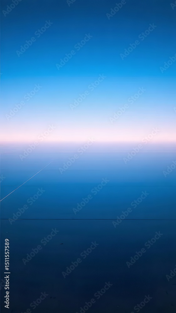 Poster 深みのある青空と水平線のグラデーション 自然のパノラマ景観 穏やかな光とミニマリズム