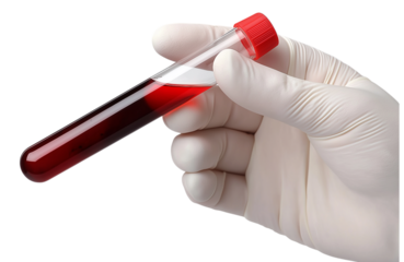 Medic carefully handles blood sample