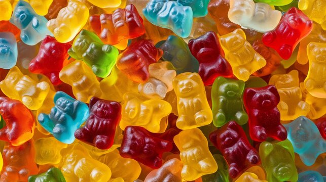 Colorful gummy bear candy background