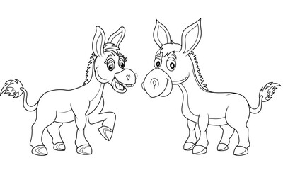 New Donkey Art animal cute coloring book page Animals line art for Kids Gift
