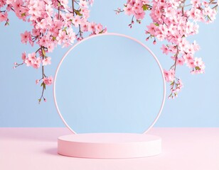 Cosmetic product promotion stand mock up banner, Graphic Resources for 3d Rendering Mockup background.	

