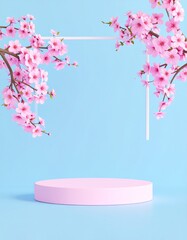 Cosmetic product promotion stand mock up banner, Graphic Resources for 3d Rendering Mockup background.	
