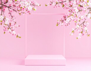 Cosmetic product promotion stand mock up banner, Graphic Resources for 3d Rendering Mockup background.	
