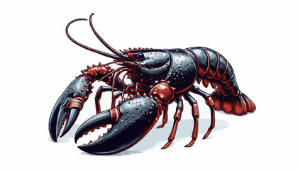 Boiled red crayfish seafood, an isolated gourmet crustacean with claws on a white background