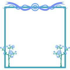 A square frame beautifully decorated with blue toned flowers
