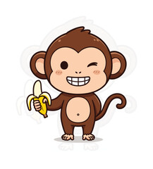 Monkey Mascot Illustration, Cute Animal
