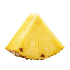 Small pineapple wedge, ultra realistic, uhd photo, on a clean white plain isolated background, slightly high angle shot, clear contours and no shadows, commercial food photography concept
